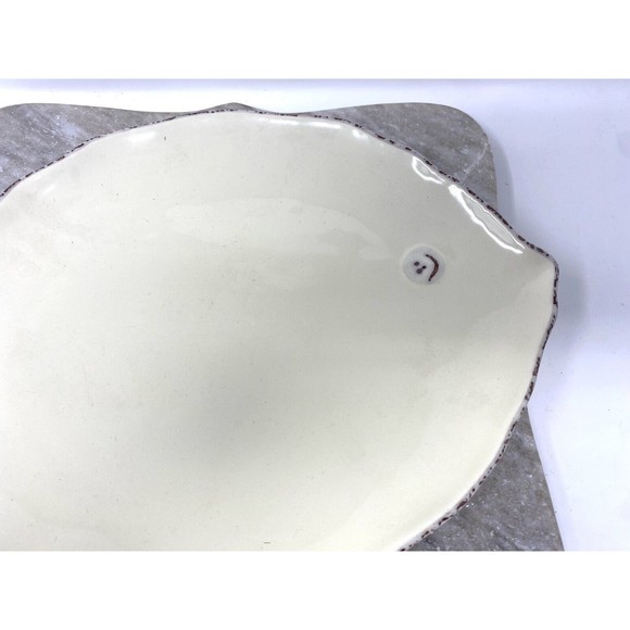 Beige Fish Shaped Ceramic Platter Serving 13.5” x 9” MER du SUD Brand - Picture 3 of 8